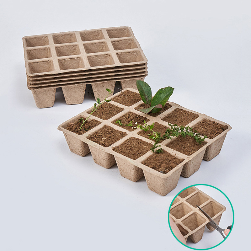 Seed Starter Tray - 5Pcs 12-Hole Plant Nursery Tray Pulp