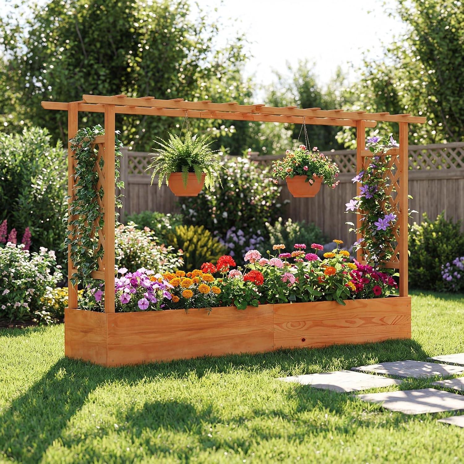 Raised Garden Bed - Outdoor Patio Raised Garden Bed, Plastic,