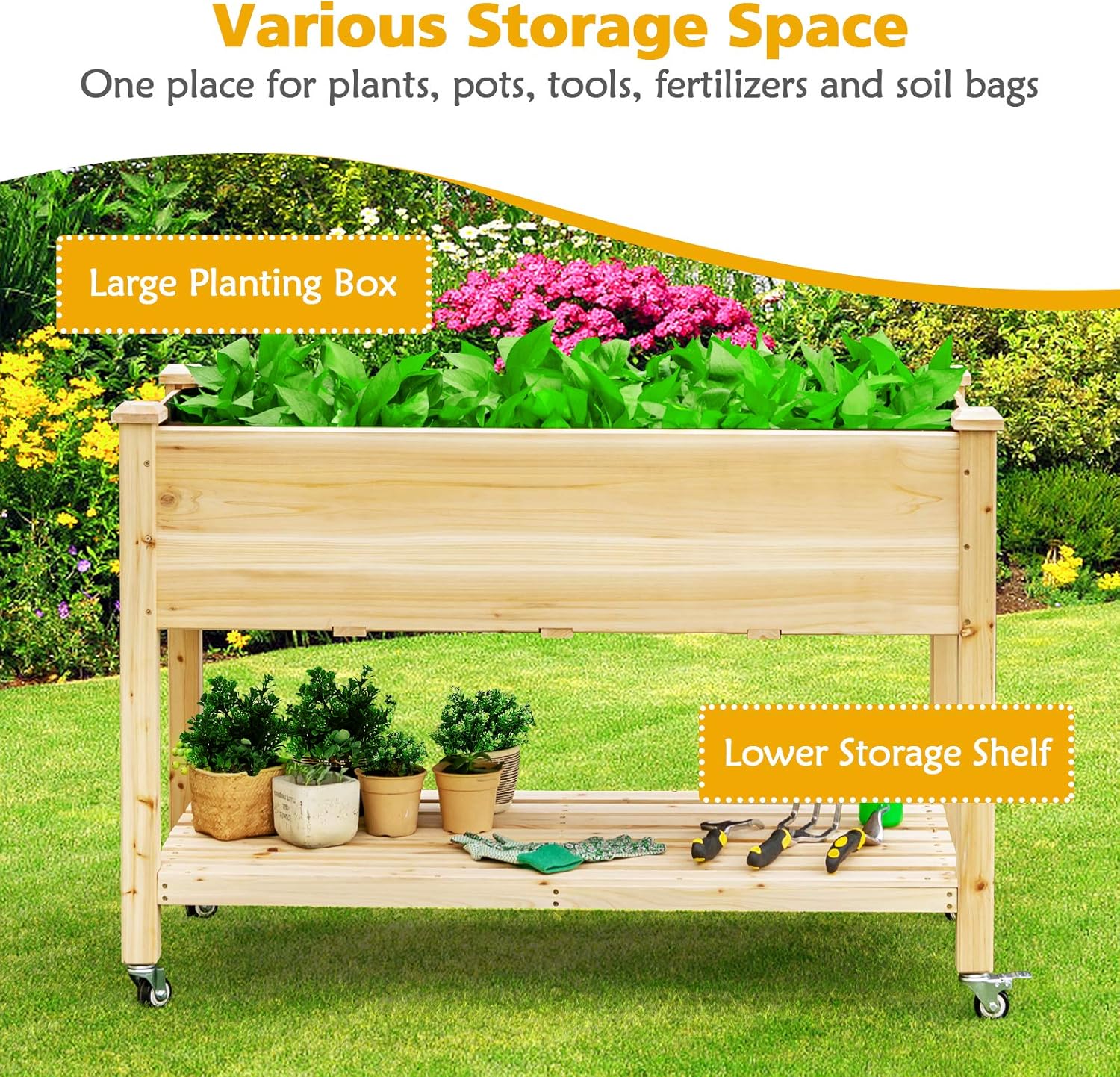 Wooden Raised Garden Bed on Wh - Raised Garden Bed review and price