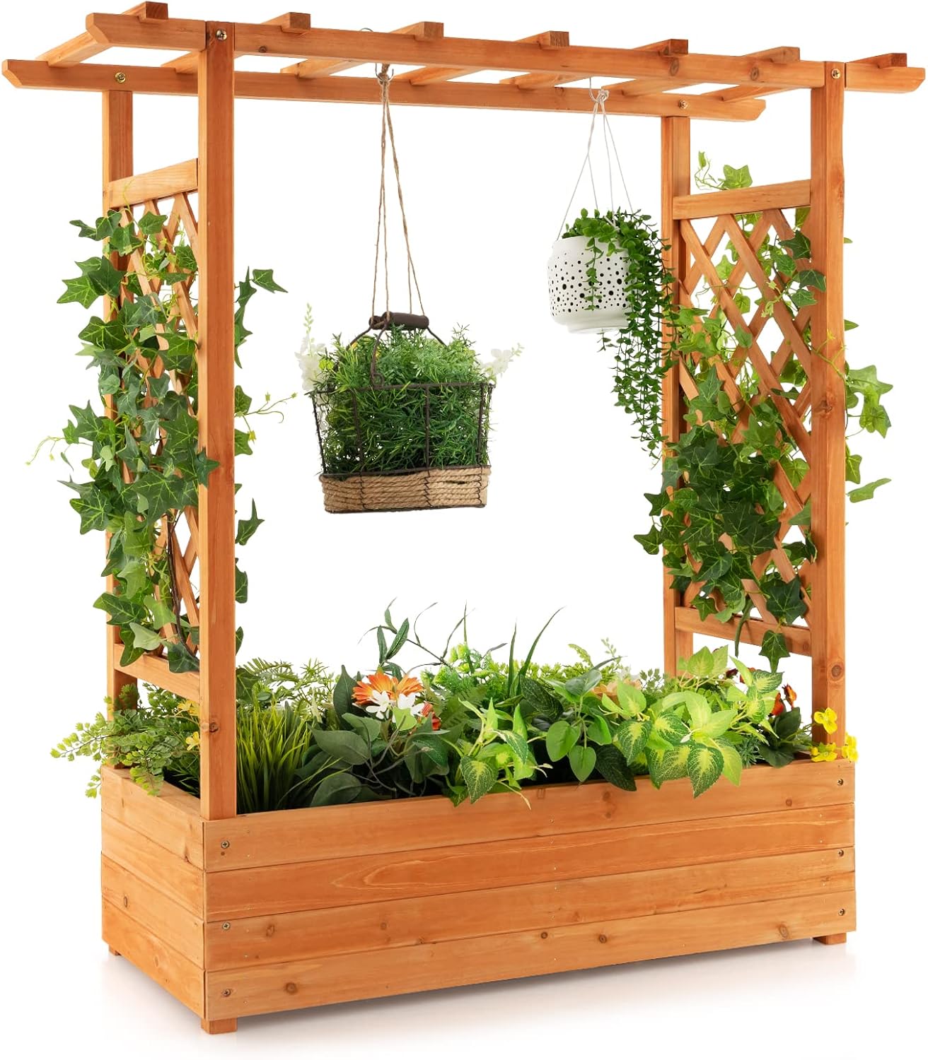 Wood Raised Garden Bed with Ar - Raised Garden Bed review and price