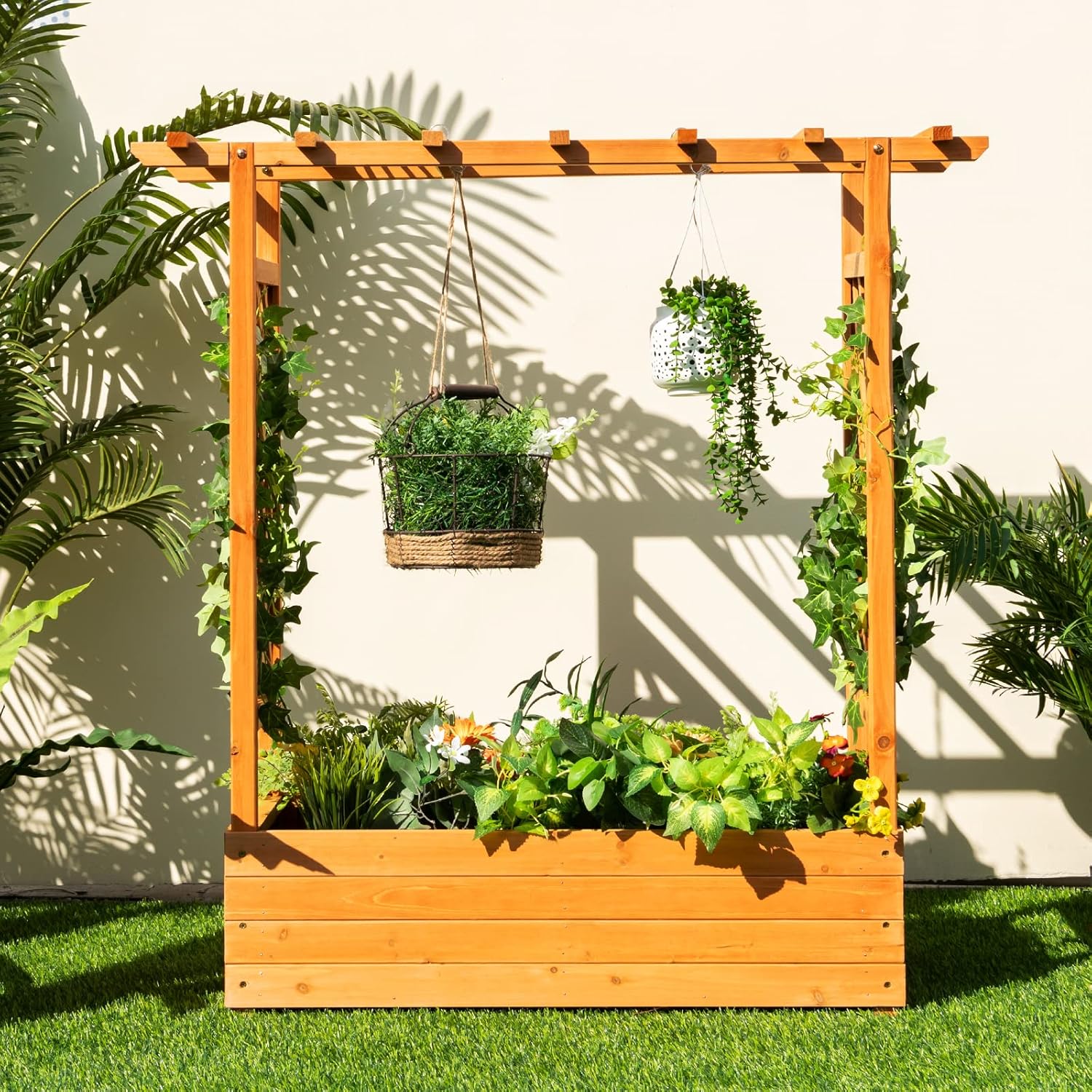 Wood Raised Garden Bed with Ar - Raised Garden Bed review and price