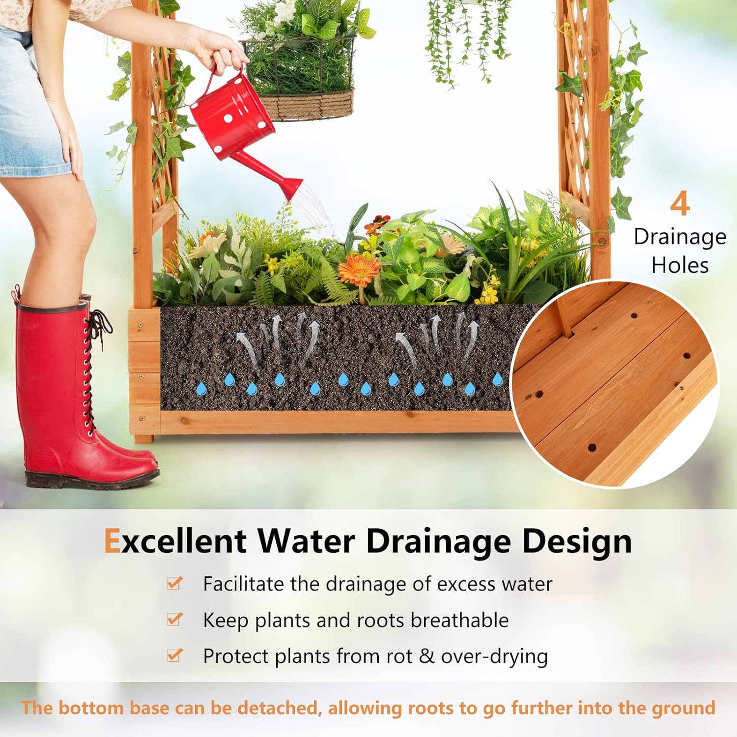 Wood Raised Garden Bed with Ar - Raised Garden Bed review and price