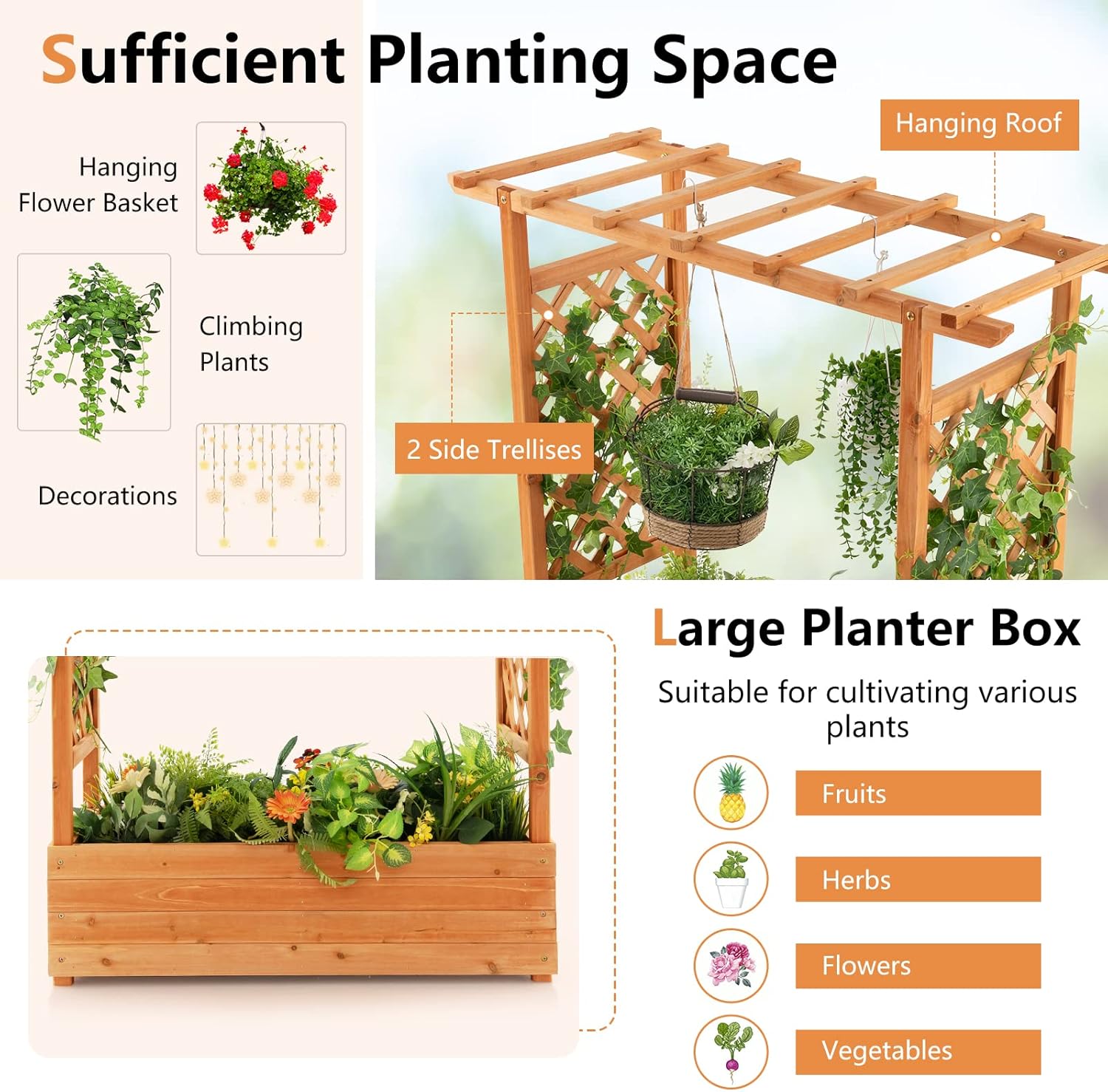Wood Raised Garden Bed with Ar - Raised Garden Bed review and price