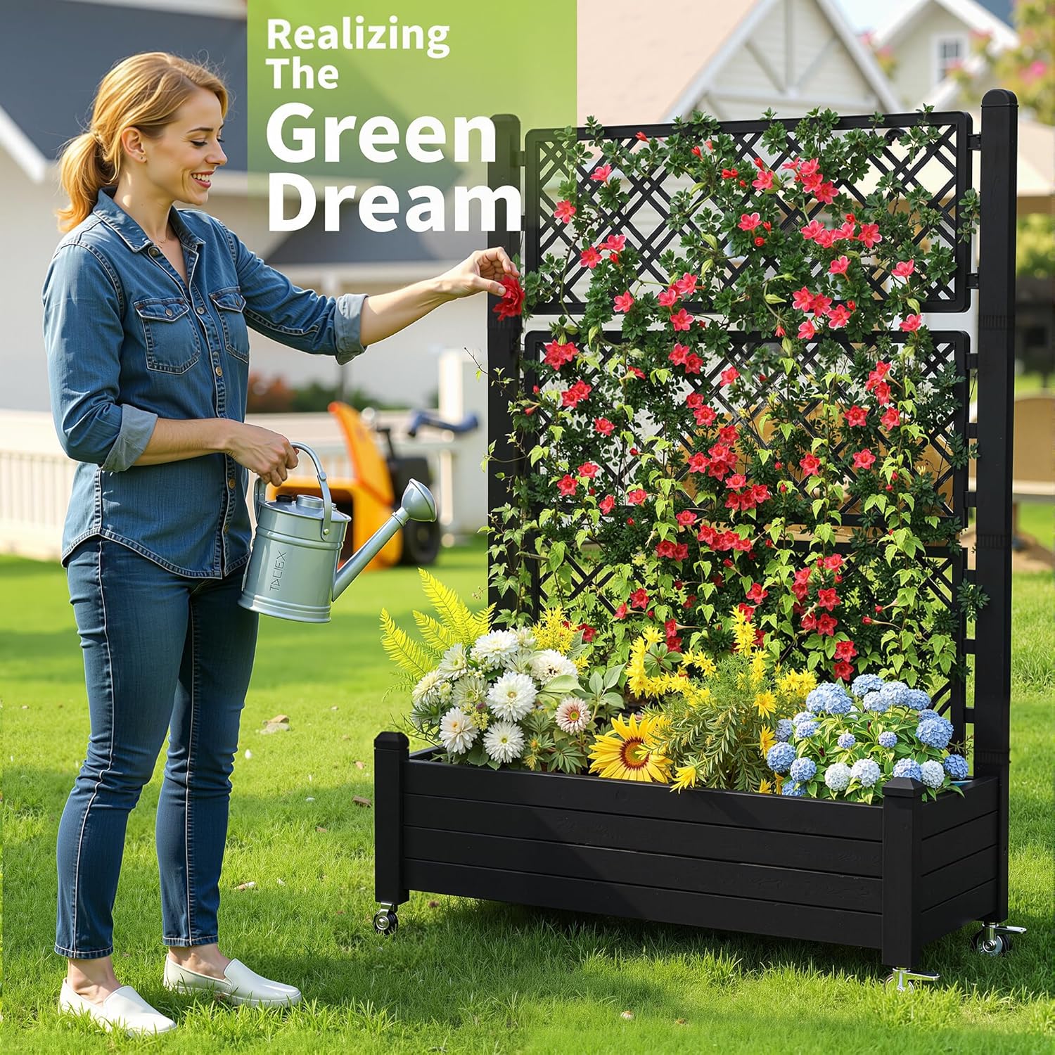 Raised Garden Bed with Trellis - Self Watering Planter review and price