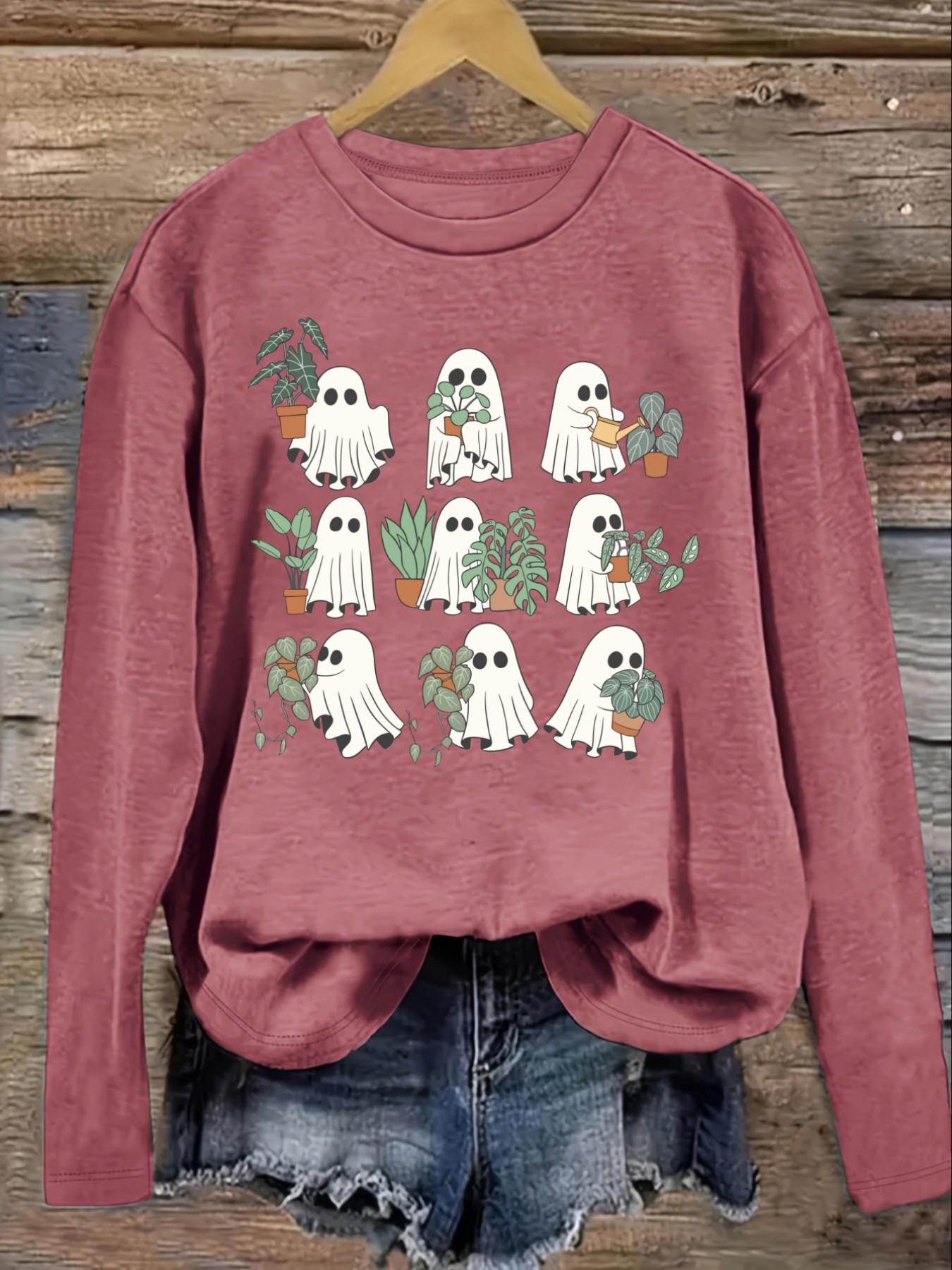 Women's Casual Long Sleeve Cre - Plant Pot review and price