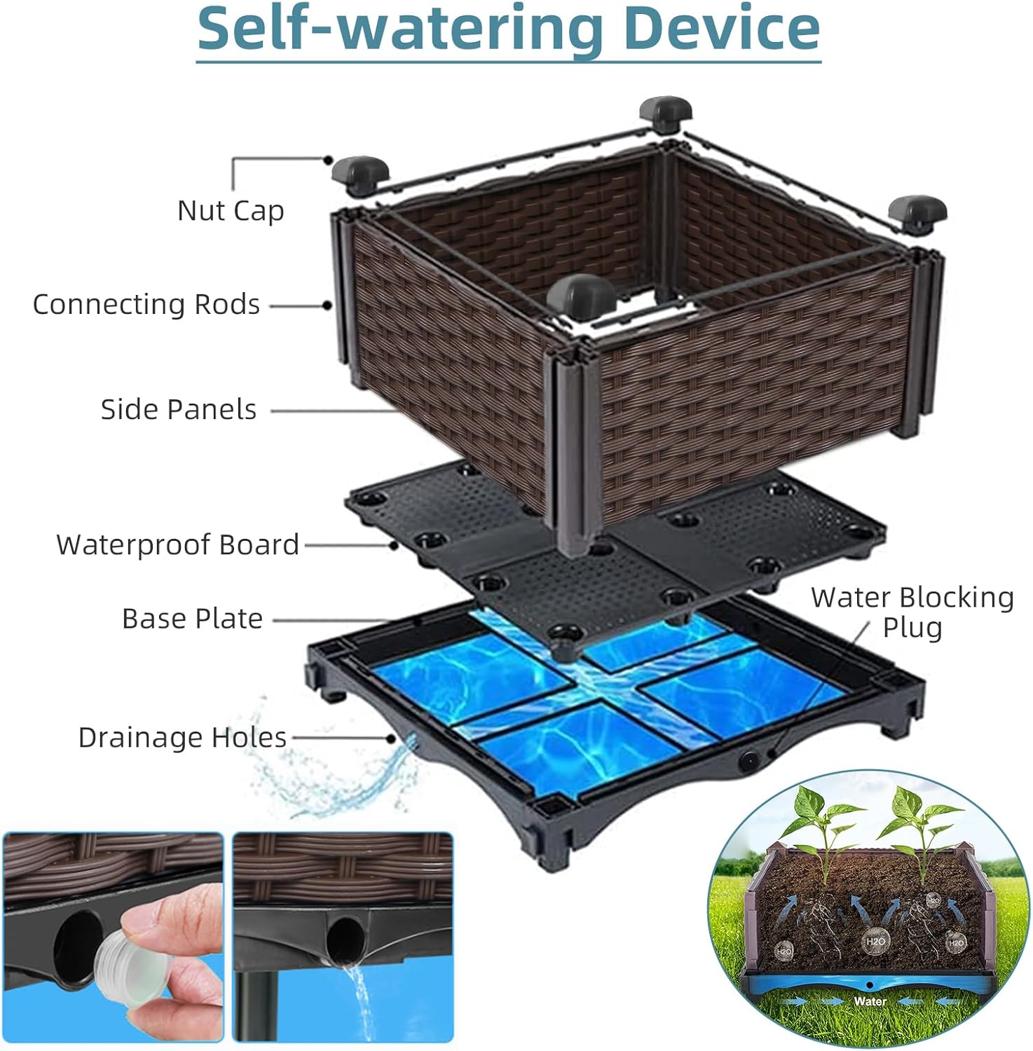 Outdoor Gardening Rattan Plant - Self Watering Planter review and price